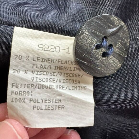 Meico Landhaus Look Jacket Womens Flax Blue Artsy Buttons Sz 12 Lined Classic - Picture 9 of 13